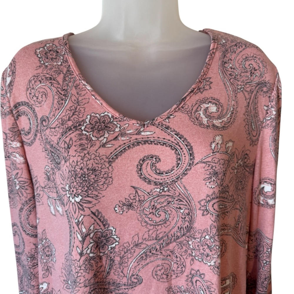 NWT Ellen Tracy Gorgeous V-Neck SUPER SOFT Sweater GRAY/BLUSH     LARGE       #4 - Picture 2 of 10